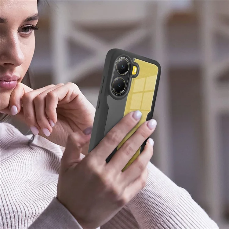 Funda para Xiaomi Poco X7 Pro 5G de Acrílico + TPU Transparente con Película Protectora de Pantalla PET - Negro