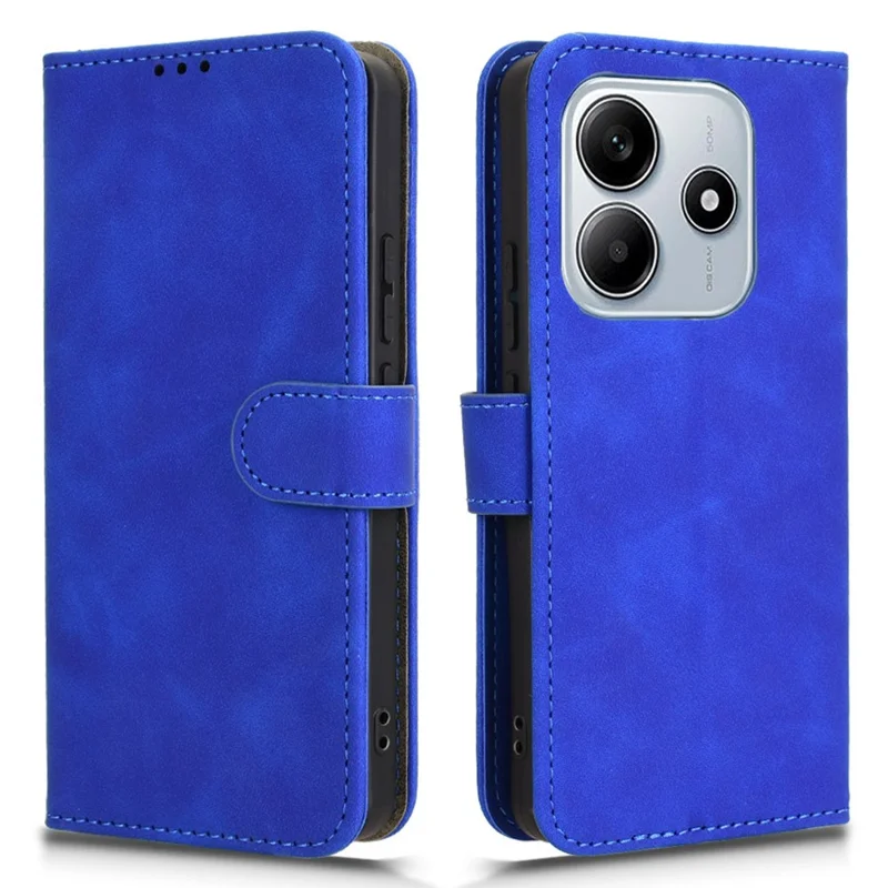 For Xiaomi Redmi Note 14 4G (164.84mm) Leather Case Skin Feel Anti Drop Wallet Flip Phone Cover - Blue
