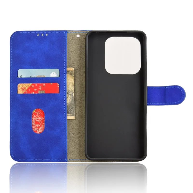 For Xiaomi Redmi Note 14 4G (164.84mm) Leather Case Skin Feel Anti Drop Wallet Flip Phone Cover - Blue