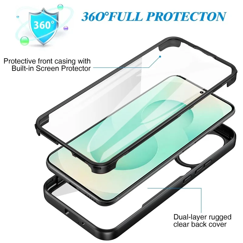 For Samsung Galaxy S25 Edge Case Acrylic + TPU Clear Phone Cover with PET Screen Film - Black