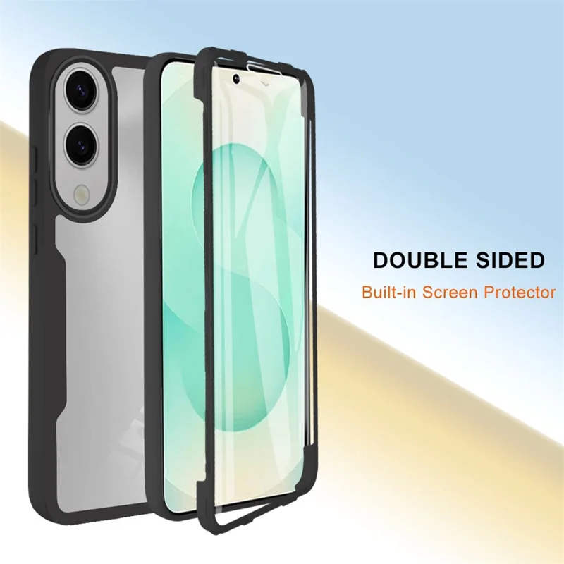 For Samsung Galaxy S25 Edge Case Acrylic + TPU Clear Phone Cover with PET Screen Film - Black