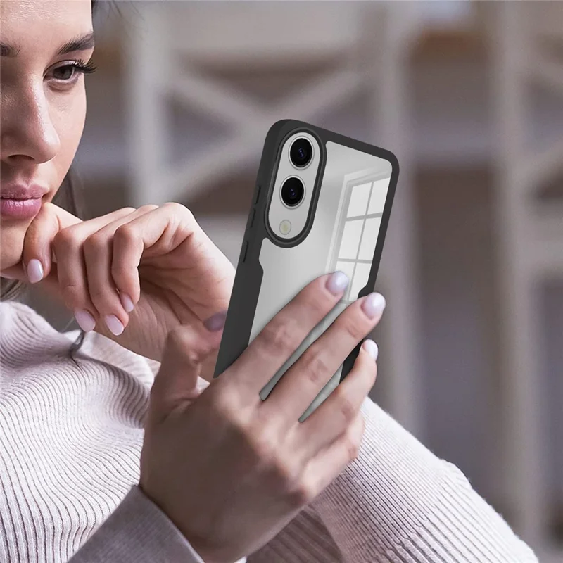 For Samsung Galaxy S25 Edge Case Acrylic + TPU Clear Phone Cover with PET Screen Film - Black