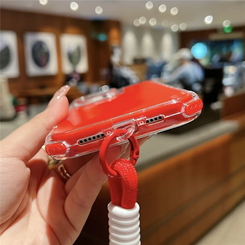 For iPhone 16 Pro Max Case 3 in 1 Drop-Proof PC + TPU Phone Back Cover with Wrist Strap - Red