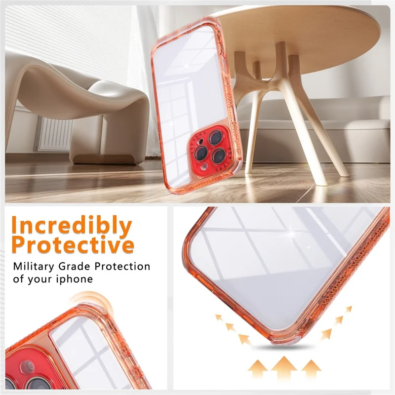 For iPhone 16 Pro Max Case Clear Colorful Frame Drop-Proof TPU + PC Phone Back Cover with Lens Film - Red