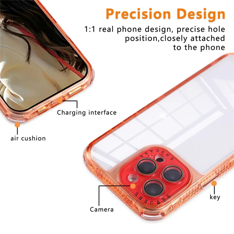For iPhone 16 Pro Max Case Clear Colorful Frame Drop-Proof TPU + PC Phone Back Cover with Lens Film - Red