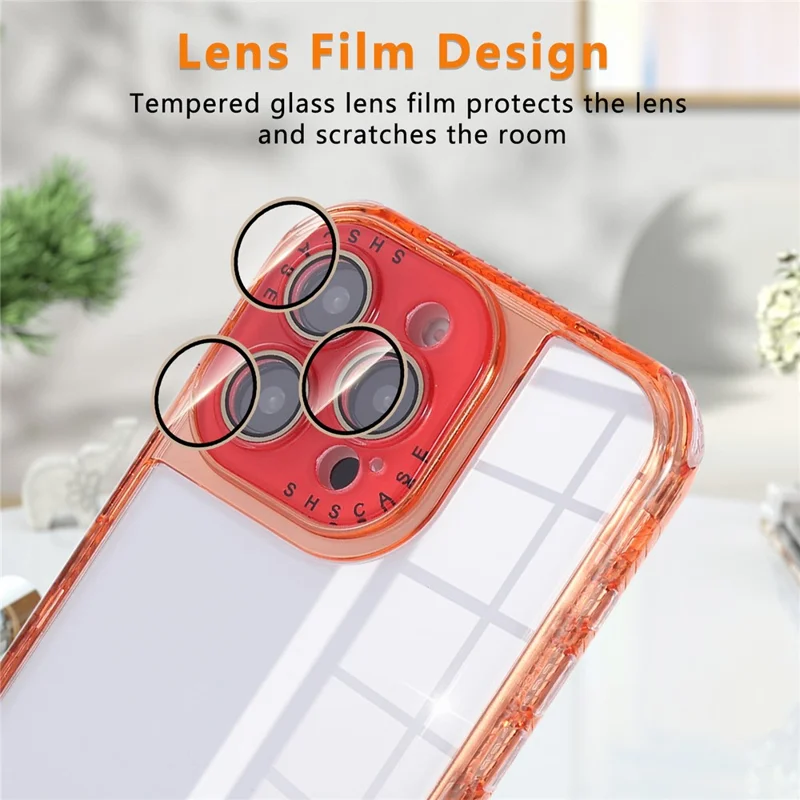 For iPhone 16 Pro Max Case Clear Colorful Frame Drop-Proof TPU + PC Phone Back Cover with Lens Film - Red