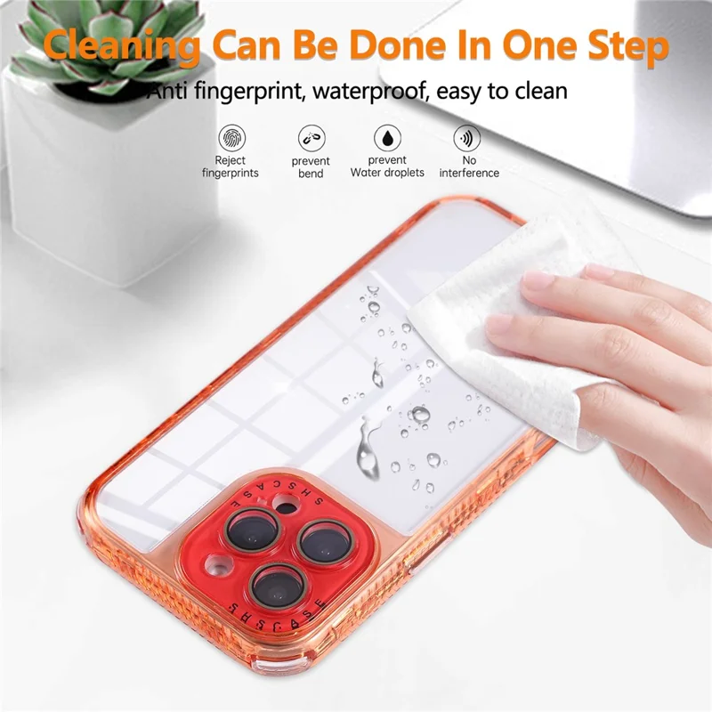 For iPhone 16 Pro Max Case Clear Colorful Frame Drop-Proof TPU + PC Phone Back Cover with Lens Film - Red