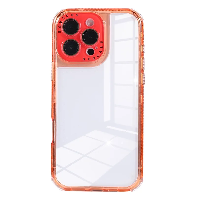 For iPhone 16 Pro Max Case Clear Colorful Frame Drop-Proof TPU + PC Phone Back Cover with Lens Film - Red