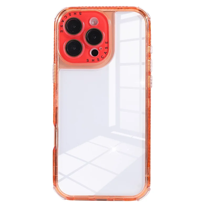 For iPhone 16 Pro Case Clear Colorful Frame Drop-Proof TPU + PC Phone Back Cover with Lens Film - Red