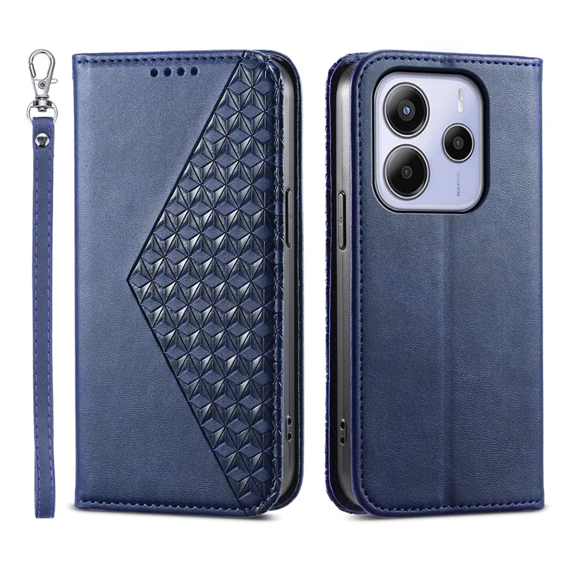 For Xiaomi Redmi Note 14 4G (164.84mm) Case Calf Texture PU Leather Phone Cover with Wallet - Blue