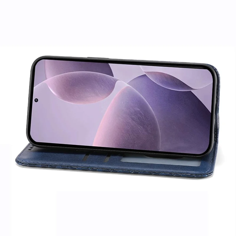 For Xiaomi Redmi Note 14 4G (164.84mm) Case Calf Texture PU Leather Phone Cover with Wallet - Blue