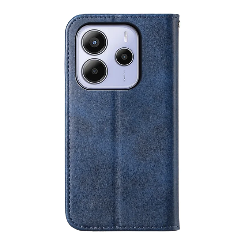 For Xiaomi Redmi Note 14 4G (164.84mm) Case Calf Texture PU Leather Phone Cover with Wallet - Blue