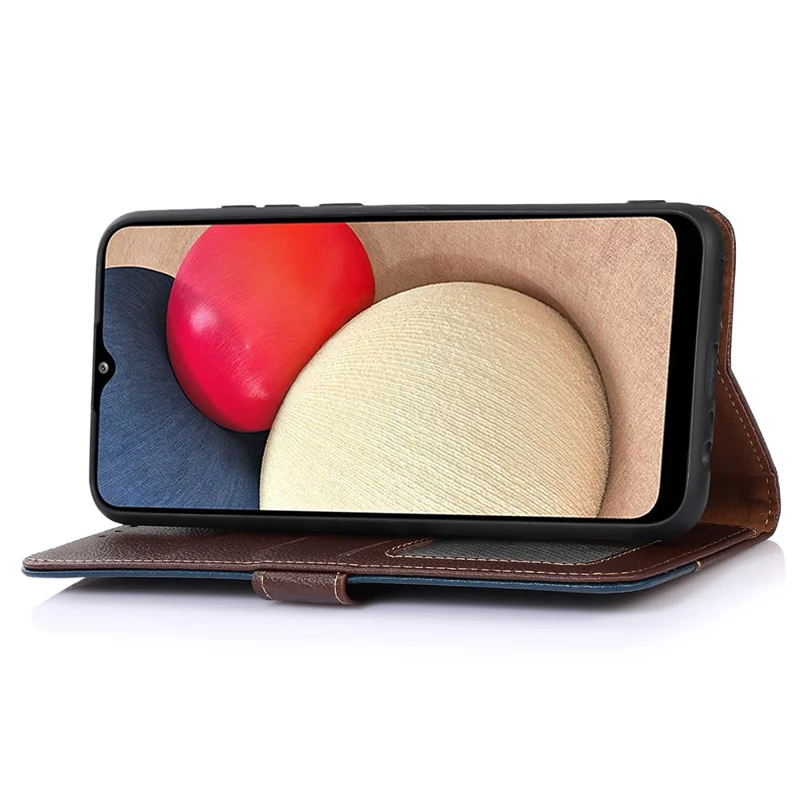 KHAZNEH For Xiaomi Redmi Note 14 4G (164.84mm) Case RFID Blocking Wallet Litchi Texture PU Leather Phone Cover - Brown