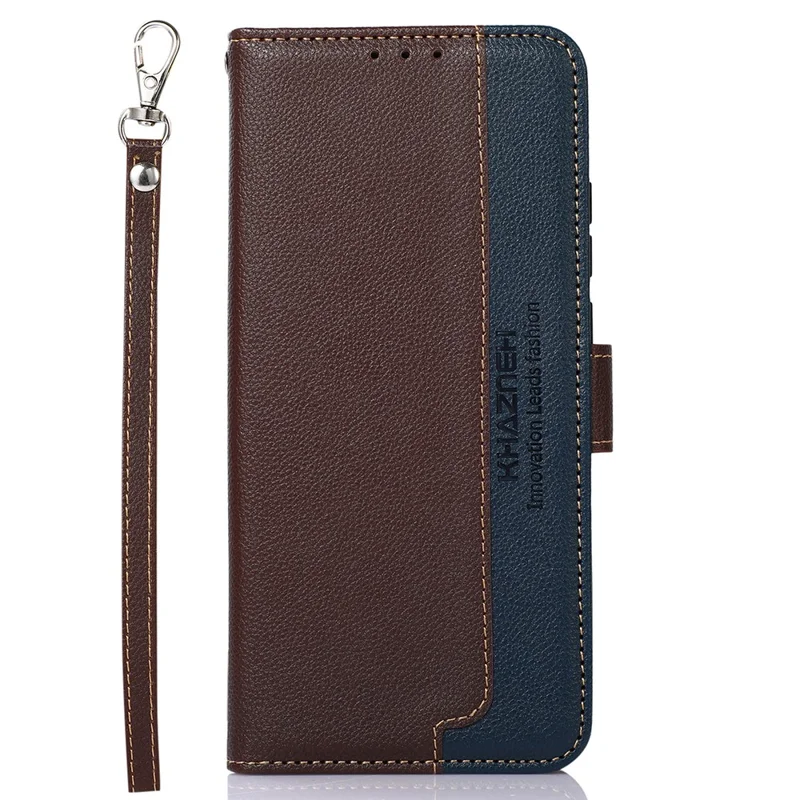 KHAZNEH For Xiaomi Redmi Note 14 4G (164.84mm) Case RFID Blocking Wallet Litchi Texture PU Leather Phone Cover - Brown