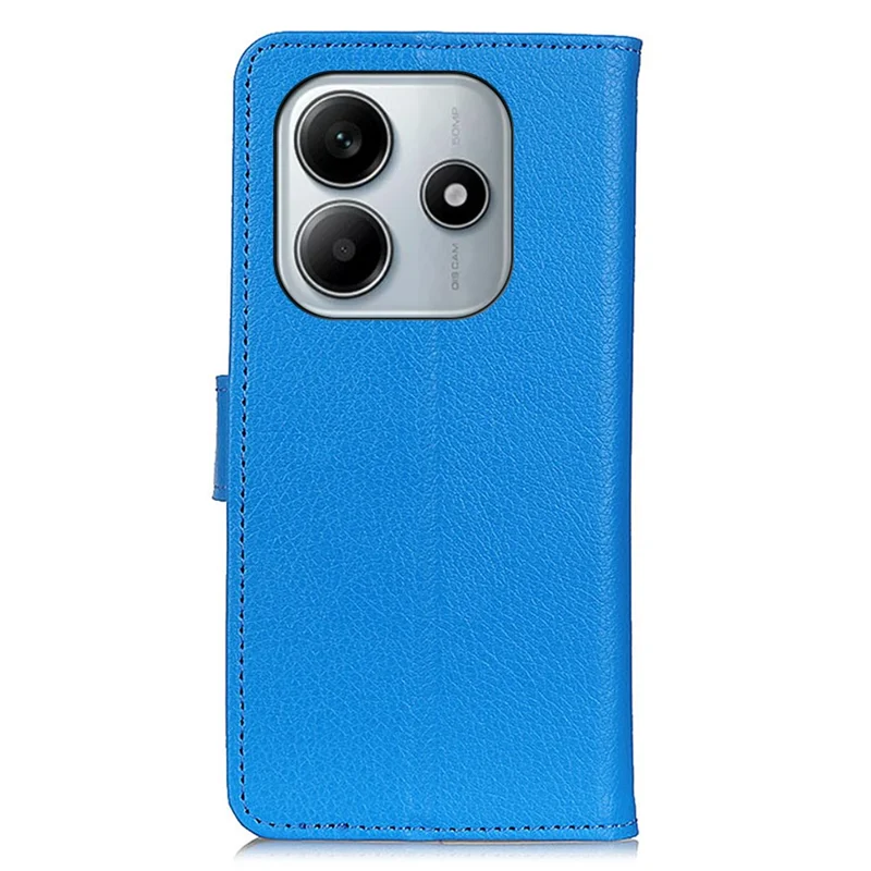 For Xiaomi Redmi Note 14 4G (164.84mm) Wallet Case PU Leather Phone Cover Litchi Texture - Blue