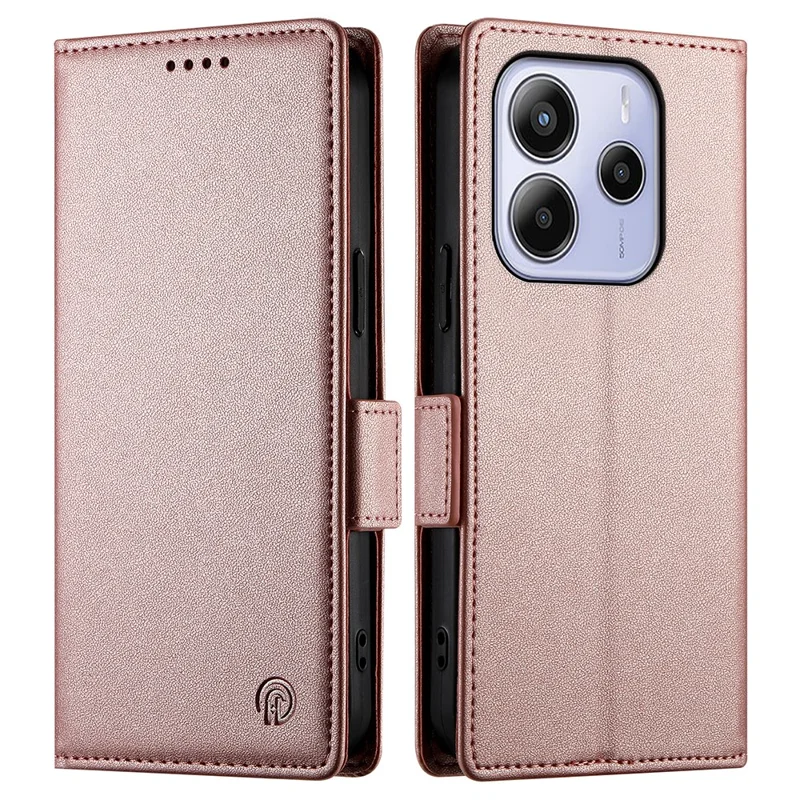 For Xiaomi Redmi Note 14 4G (164.84mm) Stand Case PU Leather Wallet Phone Cover - Rose Gold