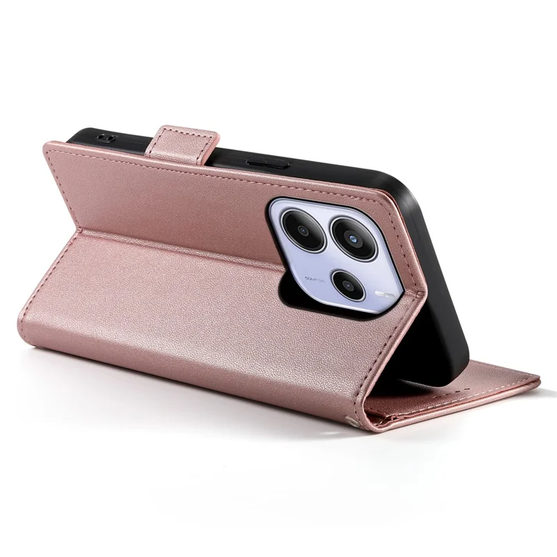 For Xiaomi Redmi Note 14 4G (164.84mm) Stand Case PU Leather Wallet Phone Cover - Rose Gold