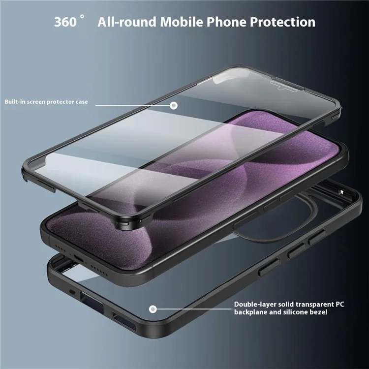 Für Xiaomi Redmi Note 14 Pro 5G / 14 Pro+ 5G Hülle Acryl + TPU Transparente Handyhülle mit PET Displayschutzfolie - Schwarz
