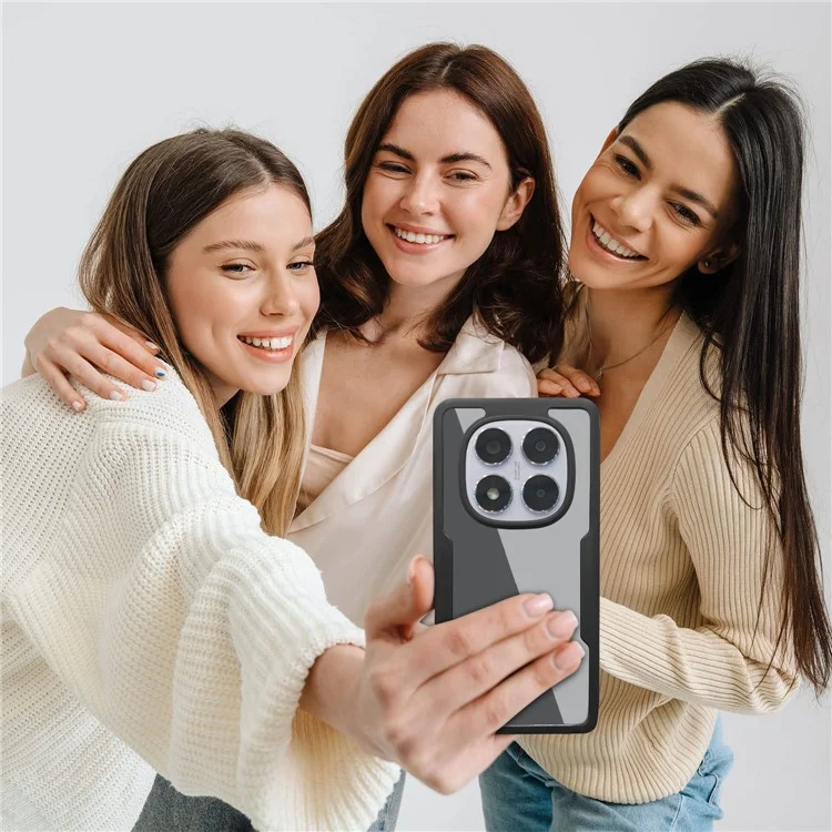 Für Xiaomi Redmi Note 14 Pro 5G / 14 Pro+ 5G Hülle Acryl + TPU Transparente Handyhülle mit PET Displayschutzfolie - Schwarz