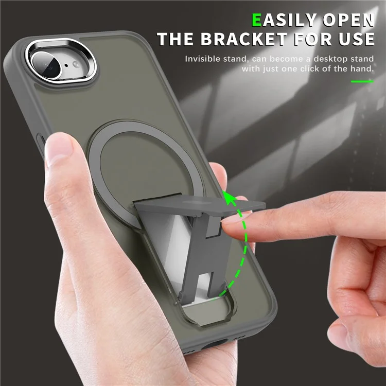 Cover per iPhone 16e Compatibile con MagSafe, Cover per Telefono PC + TPU con Supporto - Nero