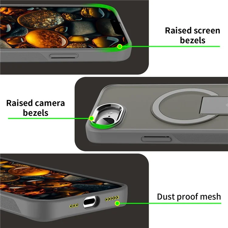 Cover per iPhone 16e Compatibile con MagSafe, Cover per Telefono PC + TPU con Supporto - Nero