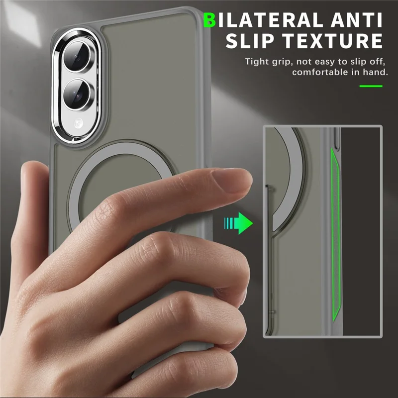 For Samsung Galaxy S25 Edge Magnetic Case PC + TPU Phone Cover with Kickstand - Titanium Grey