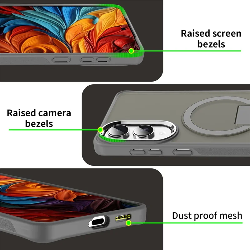 For Samsung Galaxy S25 Edge Magnetic Case PC + TPU Phone Cover with Kickstand - Titanium Grey