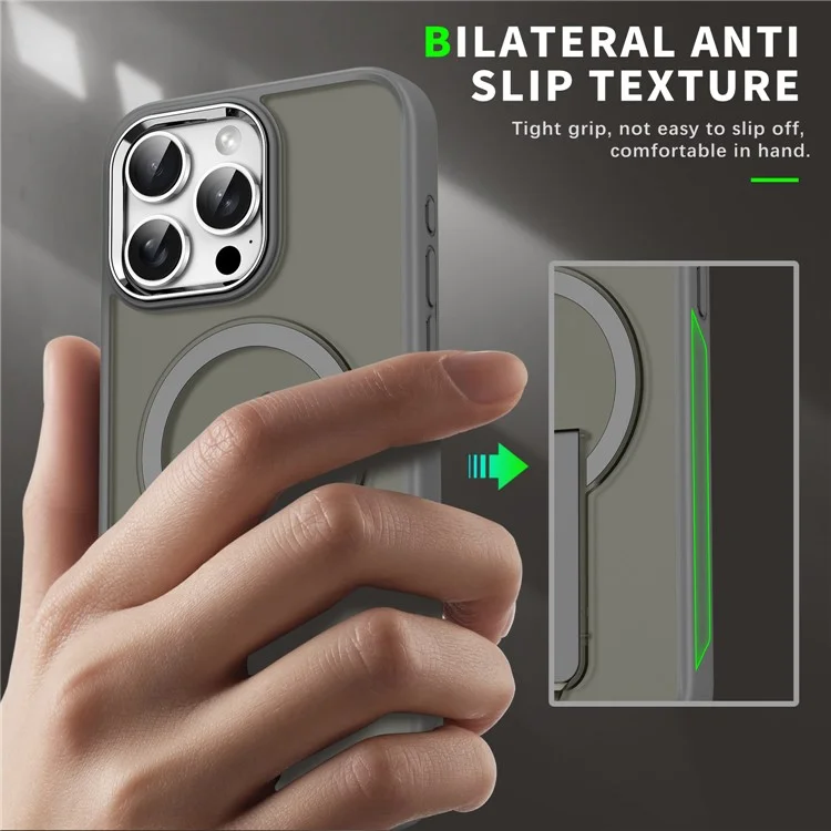 For iPhone 13 Pro Case Compatible with MagSafe PC + TPU Phone Cover with Kickstand - Titanium Grey