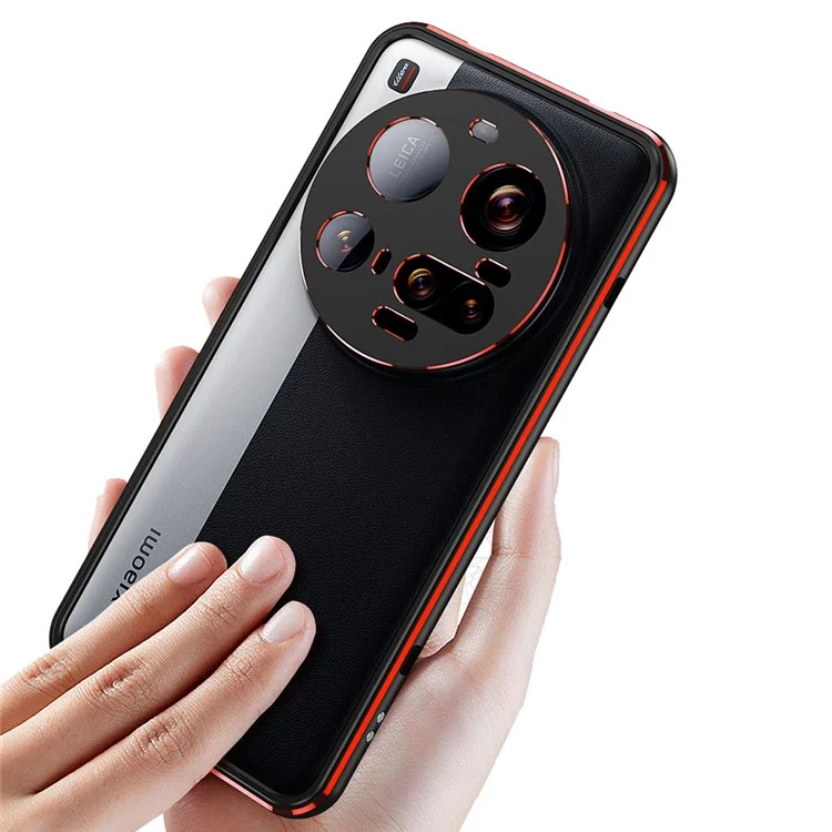 Capa de Proteção para Xiaomi 15 Ultra com Moldura Metálica e Proteção de Lente da Câmera - Preto / Vermelho