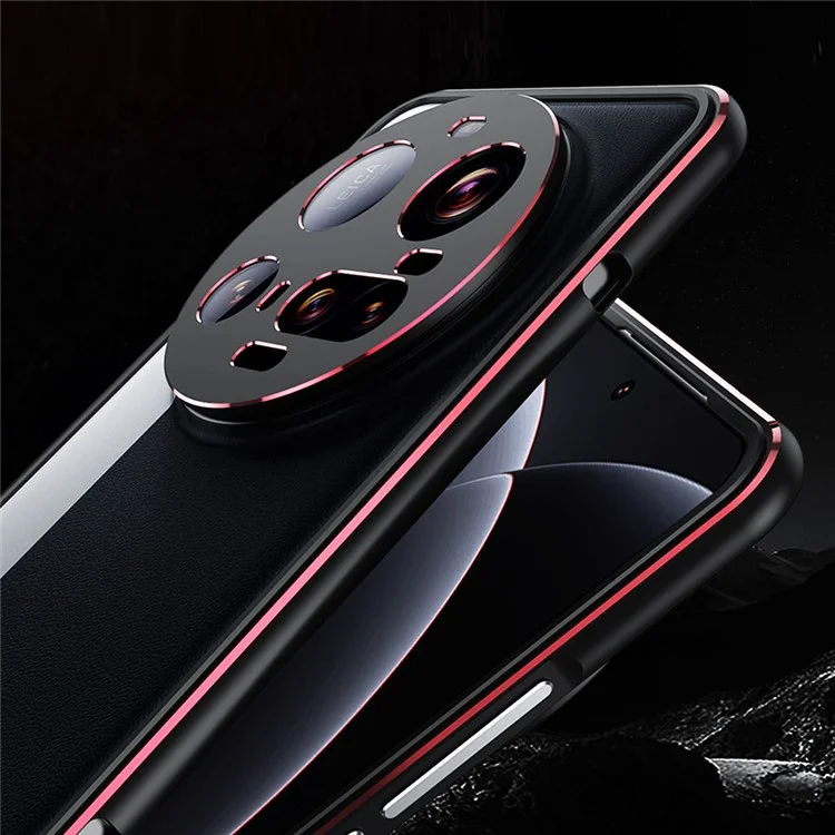 Capa de Proteção para Xiaomi 15 Ultra com Moldura Metálica e Proteção de Lente da Câmera - Preto / Vermelho