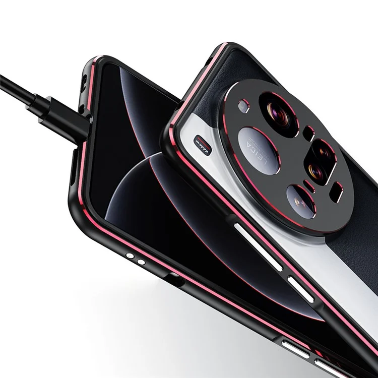 Capa de Proteção para Xiaomi 15 Ultra com Moldura Metálica e Proteção de Lente da Câmera - Preto / Vermelho