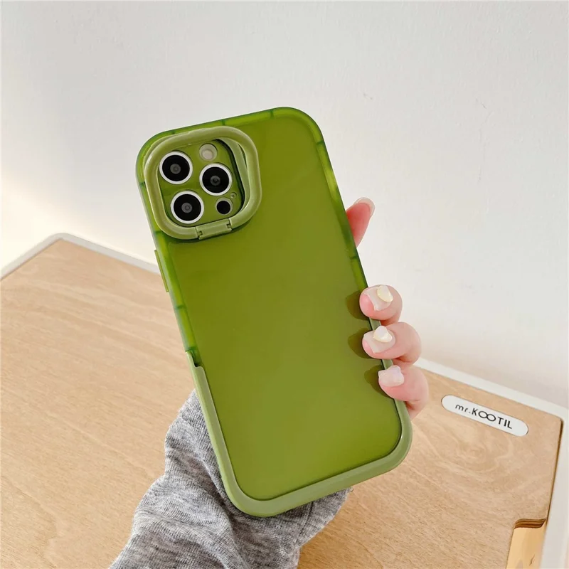 Anti-drop Phone Case for iPhone 14 Pro Max, Supporting Kickstand Camera Protection Phone Protective Back Cover - Green