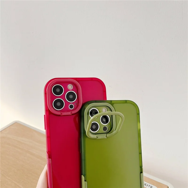 Anti-drop Phone Case for iPhone 14 Pro Max, Supporting Kickstand Camera Protection Phone Protective Back Cover - Green