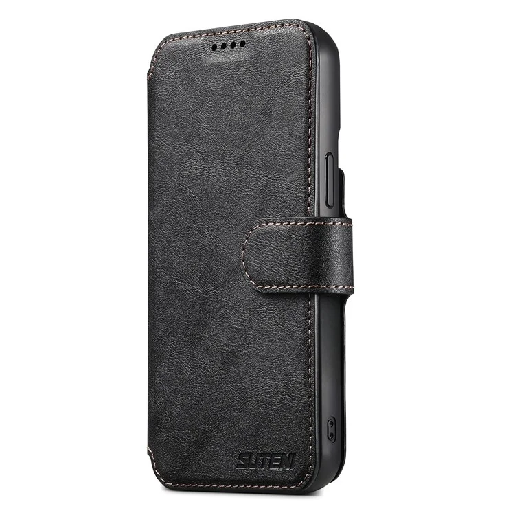 SUTENI Q-05 For iPhone 14 Pro Max Wallet Case 2 in 1 Detachable Leather Flip Phone Cover with Stand - Black