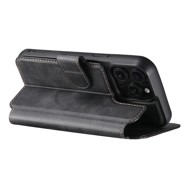 SUTENI Q-05 For iPhone 14 Pro Max Wallet Case 2 in 1 Detachable Leather Flip Phone Cover with Stand - Black