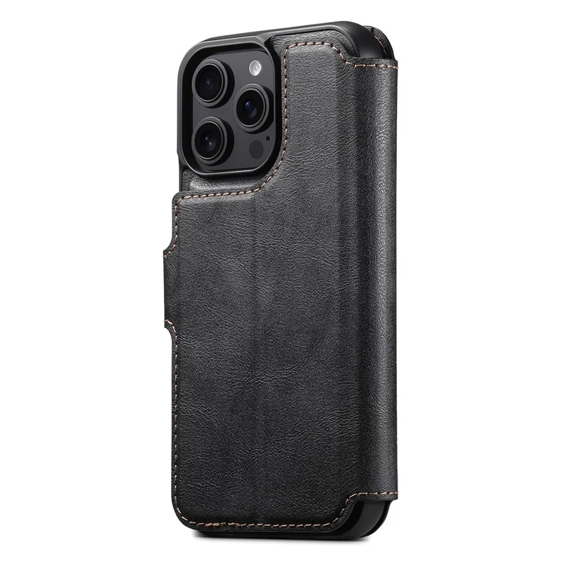 SUTENI Q-05 For iPhone 13 Pro Wallet Case 2 in 1 Detachable Leather Flip Phone Cover with Stand - Black