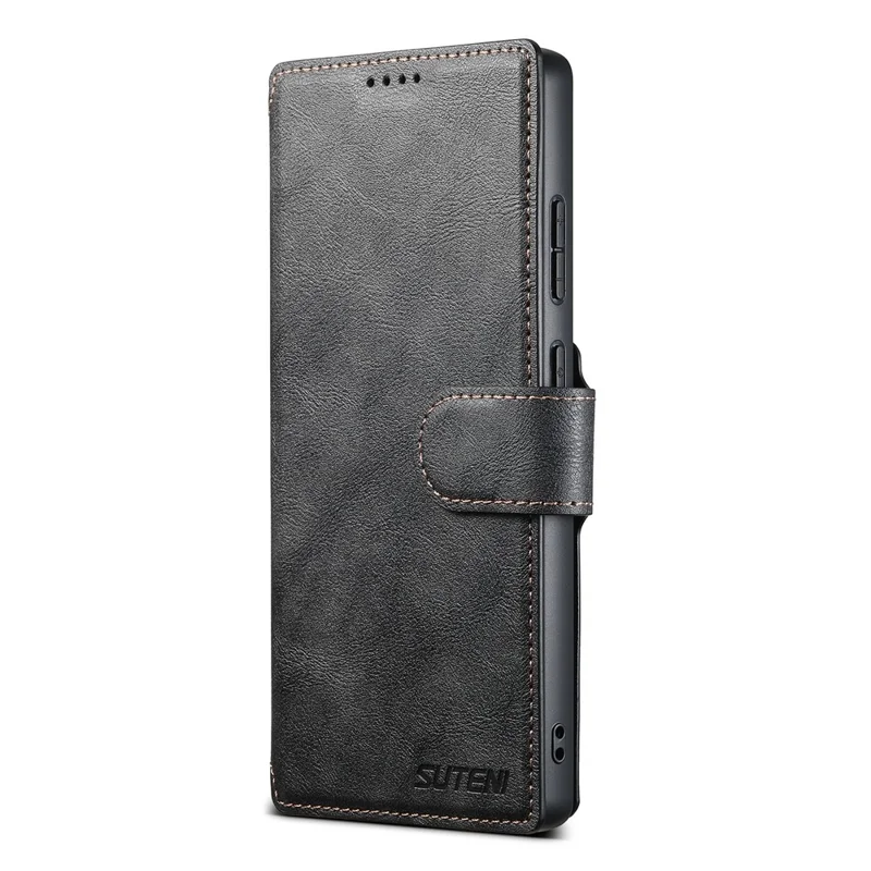 SUTENI Q-05 For Samsung Galaxy S25 Ultra Wallet Case 2 in 1 Detachable Leather Flip Phone Cover with Stand - Black