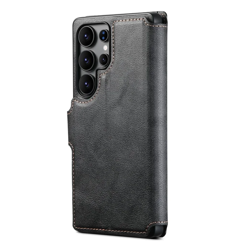 SUTENI Q-05 For Samsung Galaxy S25 Ultra Wallet Case 2 in 1 Detachable Leather Flip Phone Cover with Stand - Black