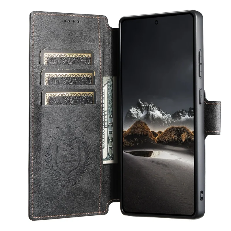 SUTENI Q-05 For Samsung Galaxy S25 Ultra Wallet Case 2 in 1 Detachable Leather Flip Phone Cover with Stand - Black