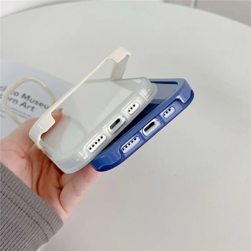 Cell Phone Case for iPhone 14 Plus, Scratch-resistant Kickstand Rear Camera Ring Phone Protective Back Cover - Blue