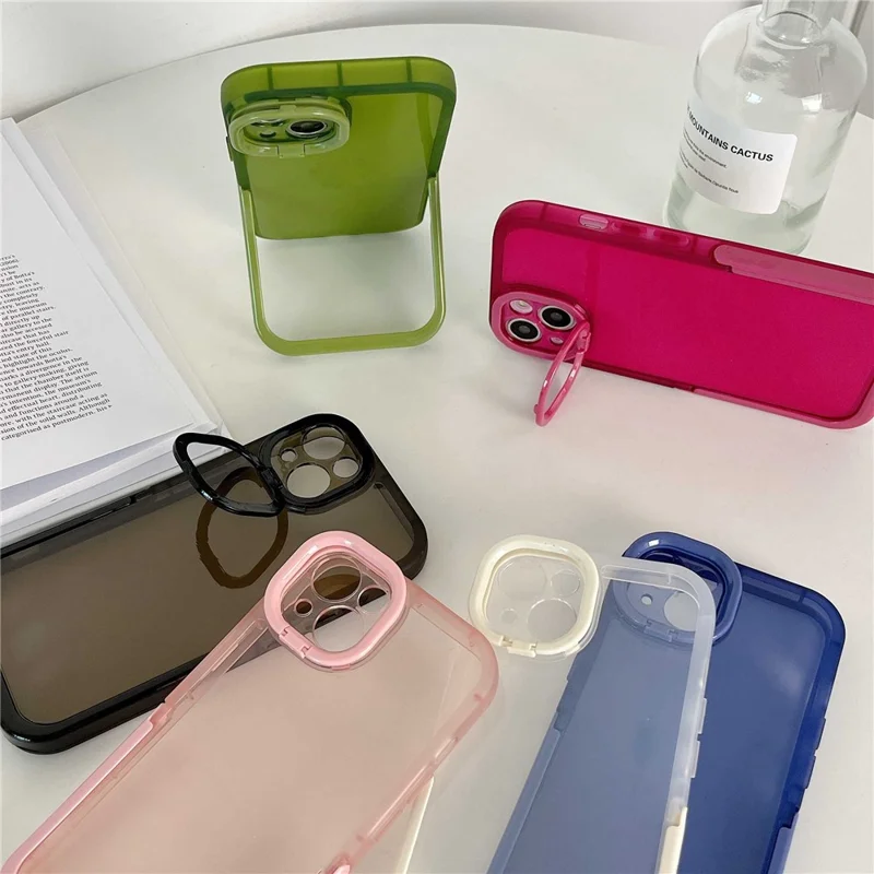 Cell Phone Case for iPhone 14 Plus, Scratch-resistant Kickstand Rear Camera Ring Phone Protective Back Cover - Blue