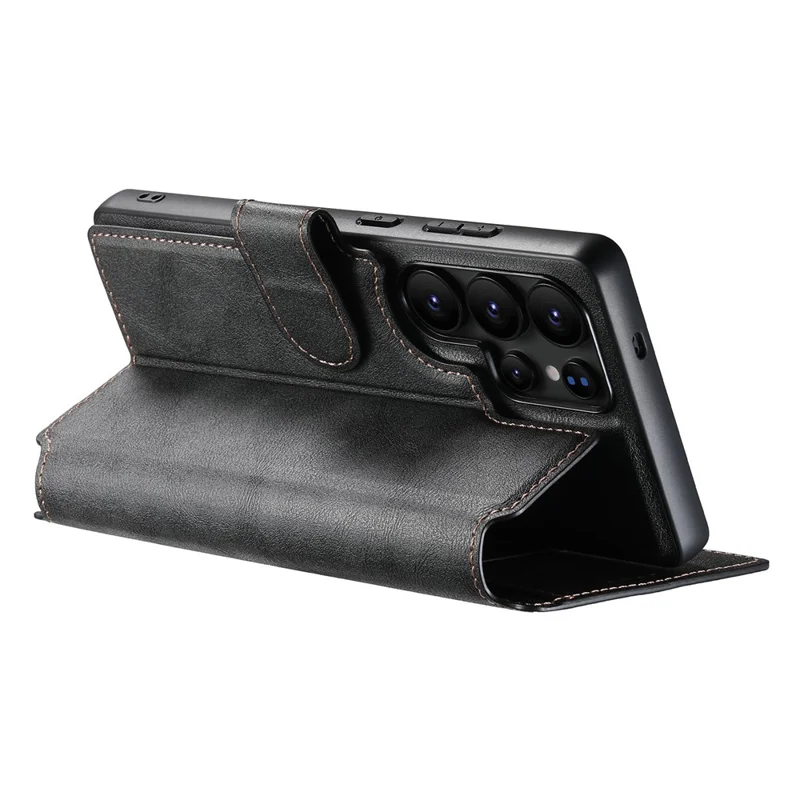 SUTENI Q-05 For Samsung Galaxy S22 Ultra 5G Wallet Case 2 in 1 Detachable Leather Flip Phone Cover with Stand - Black