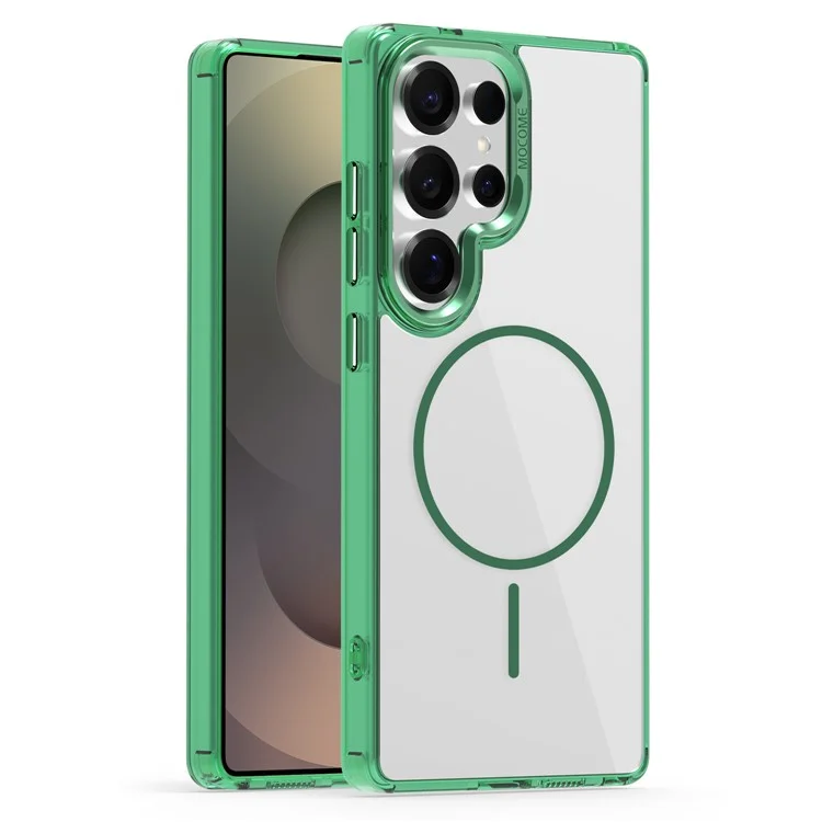 For Samsung Galaxy S25 Ultra Magnetic Clear Case Compatible with MagSafe TPU PC Phone Cover - Transparent Green