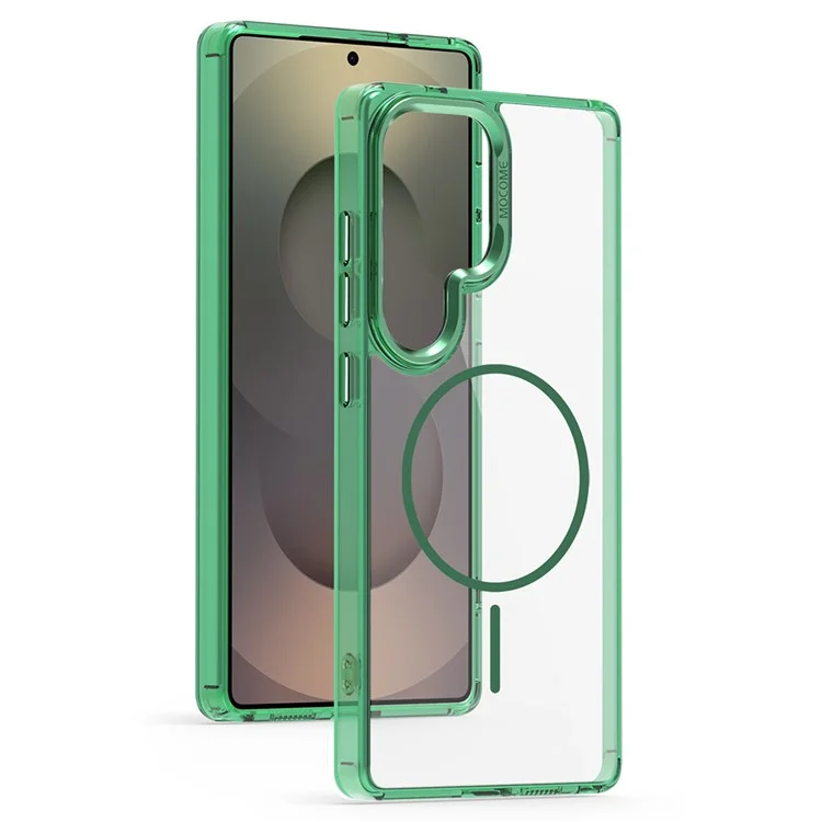 For Samsung Galaxy S25 Ultra Magnetic Clear Case Compatible with MagSafe TPU PC Phone Cover - Transparent Green