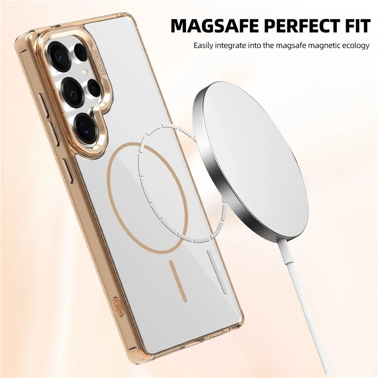 For Samsung Galaxy S25 Ultra Magnetic Clear Case Compatible with MagSafe TPU PC Phone Cover - Transparent Green