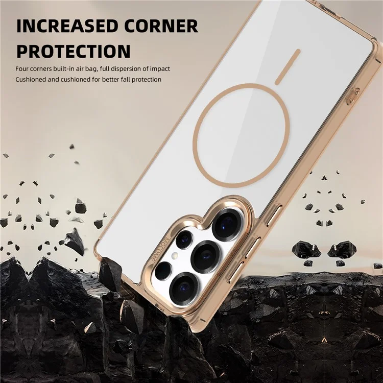 For Samsung Galaxy S25 Ultra Magnetic Clear Case Compatible with MagSafe TPU PC Phone Cover - Transparent Green