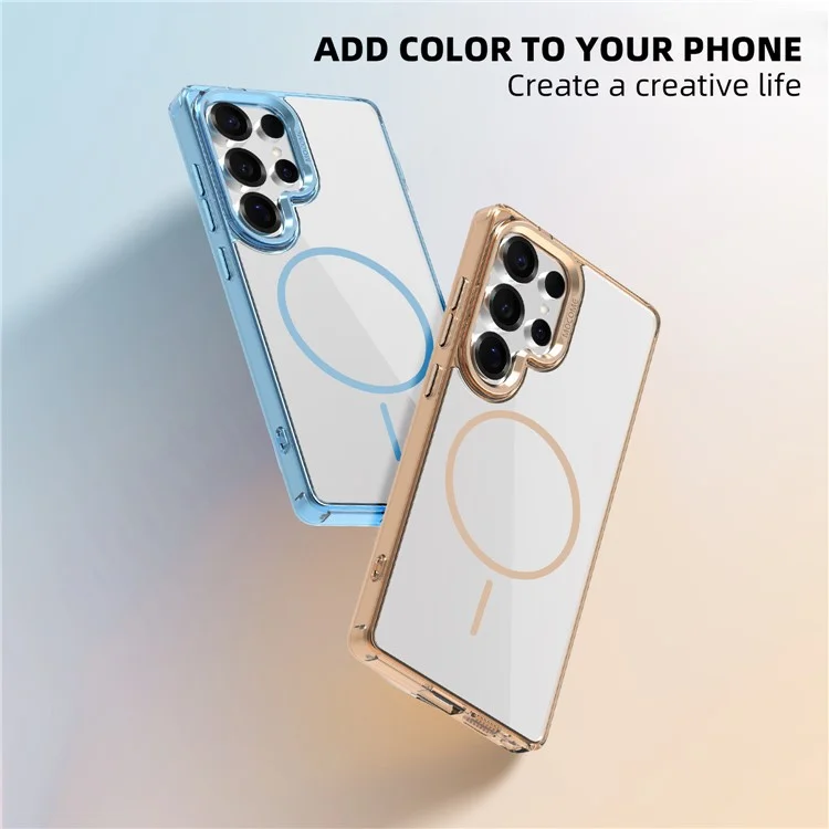 For Samsung Galaxy S25 Ultra Magnetic Clear Case Compatible with MagSafe TPU PC Phone Cover - Transparent Green