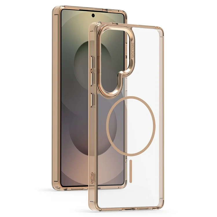 For Samsung Galaxy S24 Ultra Magnetic Clear Case Compatible with MagSafe TPU PC Phone Cover - Desert Gold