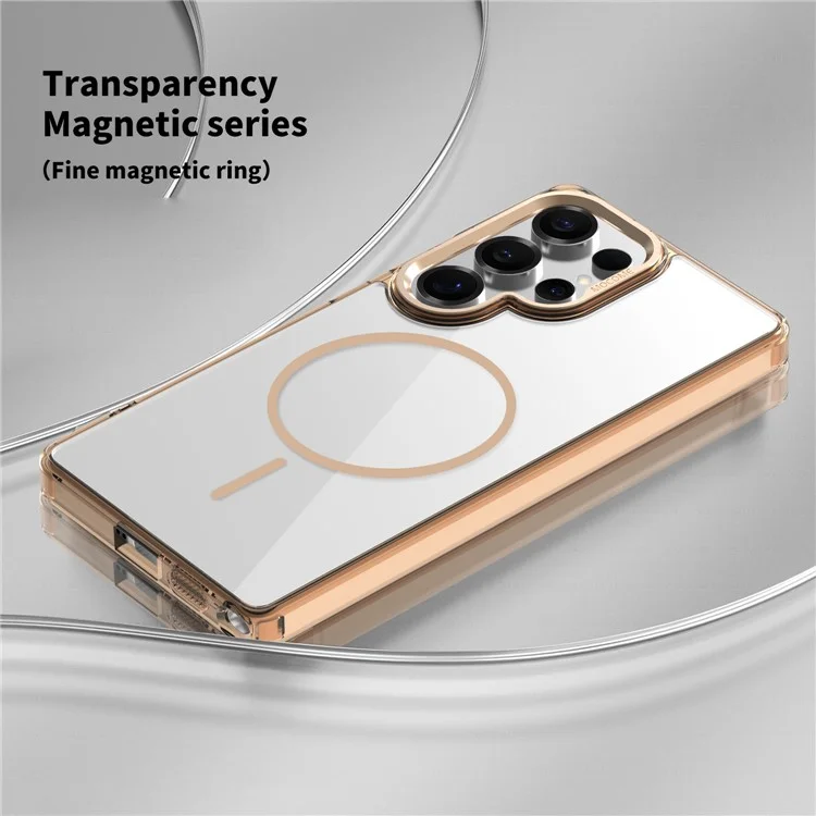 For Samsung Galaxy S24 Ultra Magnetic Clear Case Compatible with MagSafe TPU PC Phone Cover - Desert Gold