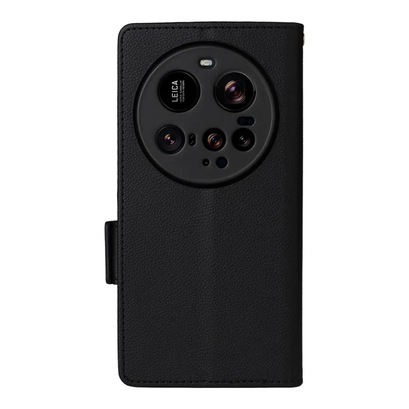 Voor Xiaomi 15 Ultra hoesje met polsbandje Litchi-structuur PU-leer portemonnee telefoonhoes - Zwart